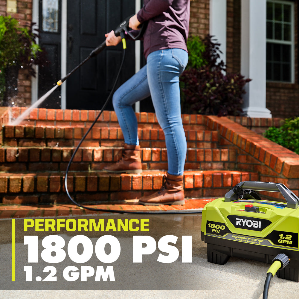 RYOBI 1800 PSI 1.2 GPM Cold Water Electric Pressure Washer with Surface Cleaner