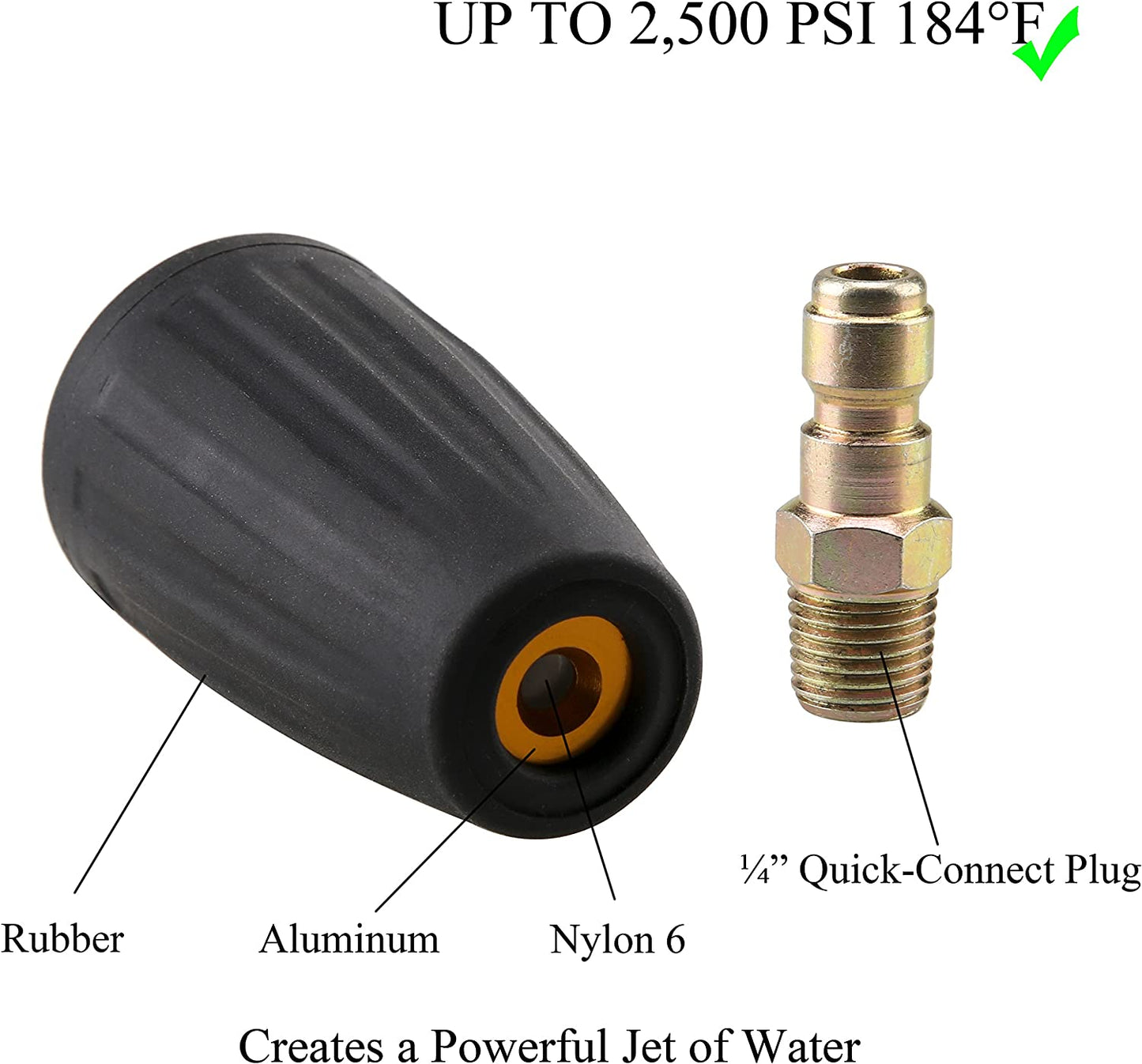 Quick Connect Turbo Nozzle Universal for Cold Water Pressure Washers, 2500 PSI
