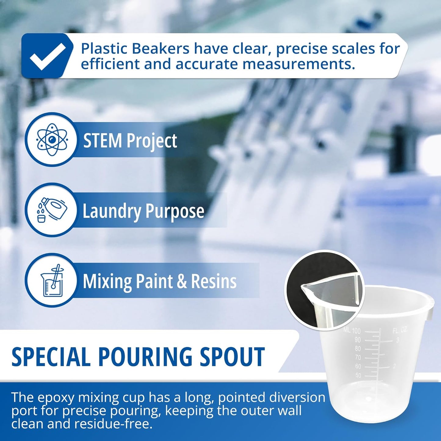 Plastic Beaker 100ml / 3oz Measuring Cup