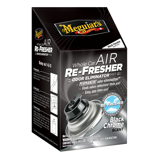 Meguiar's G181302 Air Re-Fresher Odor Eliminator - Black Chrome Scent