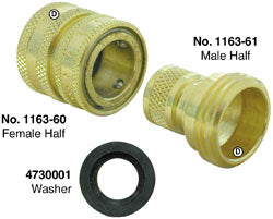 Garden Hose Quick Coupling, Female with Washer & Male
