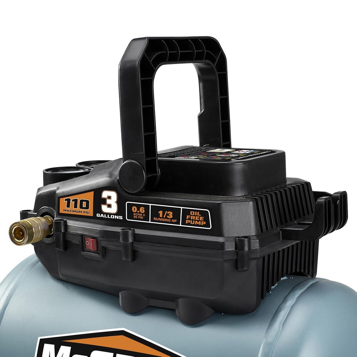 McGRAW 3 Gallon 1/3 HP 110 PSI Oil-Free Hot Dog Air Compressor