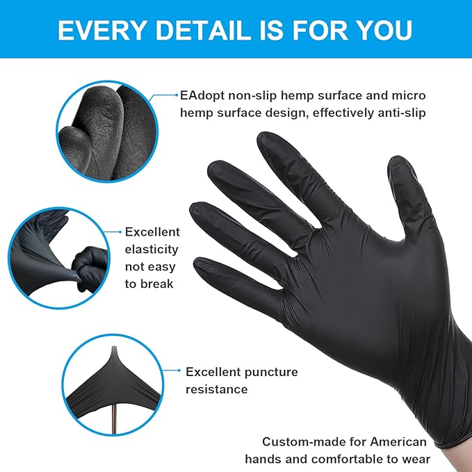 Finitex Disposable Black Nitrile Gloves