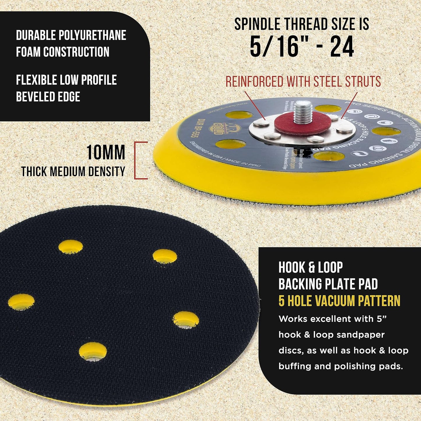 Dura Gold Hook & Loop DA Backing Plate Pad
