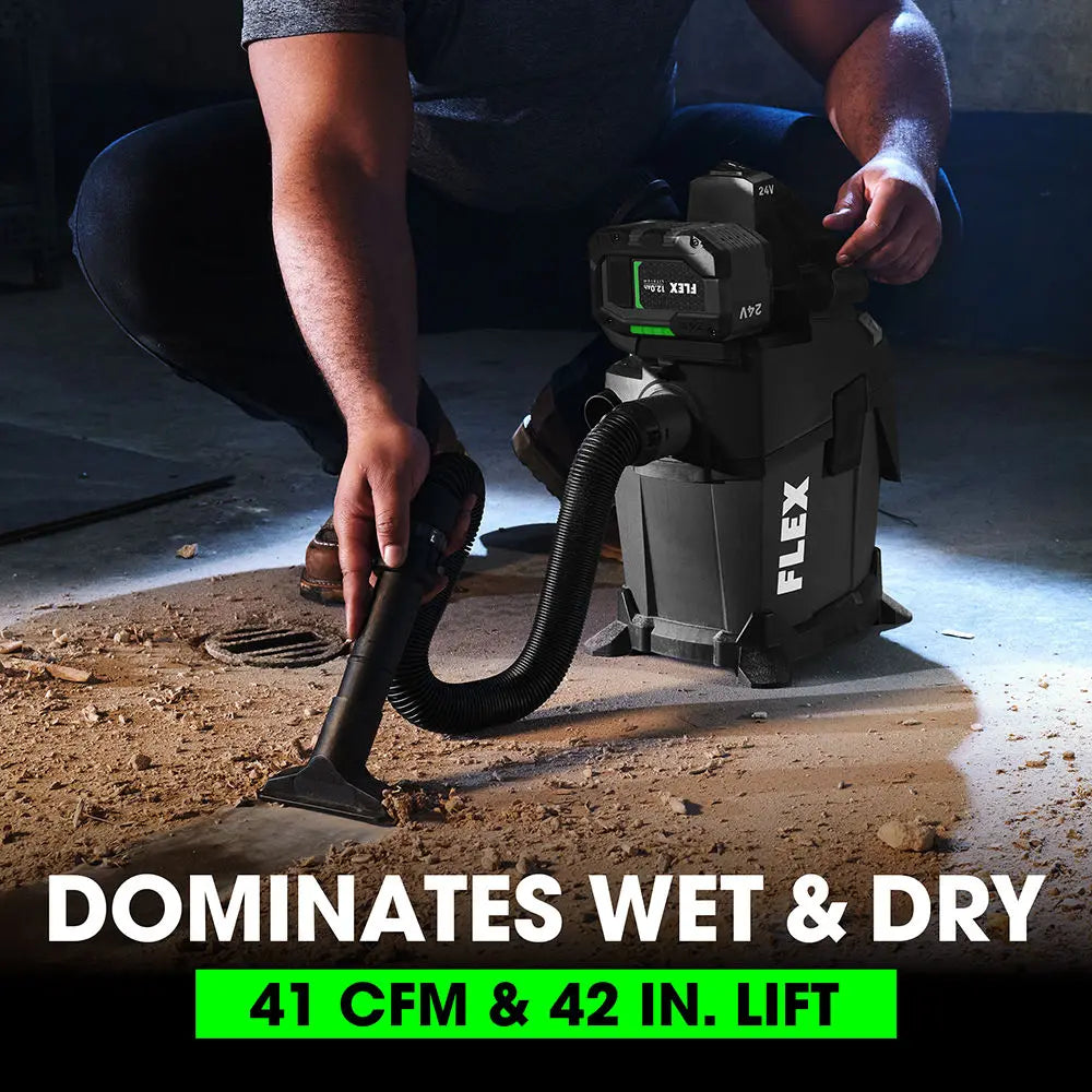 Flex 1.6 Gallon Wet/Dry Vacuum (Tool Only) 24V