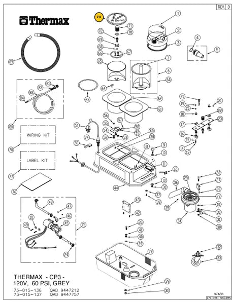 Thermax ASSY, LID, SOLUTION TANK, BLACK, CP3