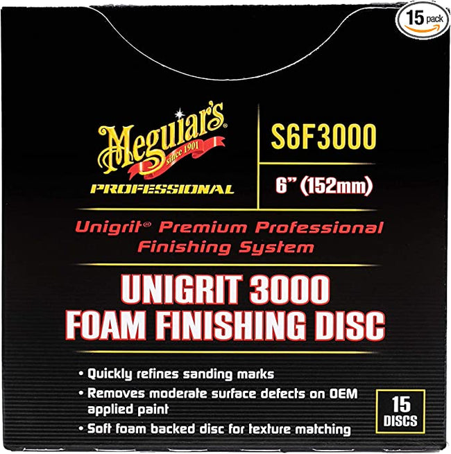 Meguiar's S6F3000 Unigrit 3000 6" Foam Finishing Discs, 15 Pack